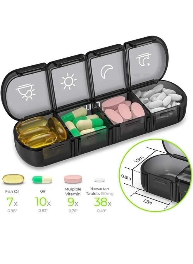 أوشيما منظم حبوب, مربع حبوب السفر المحمولة, ضوء دليل حالة حبوب الفيتامينات, منظم الطب الأسبوعي, منظم مربع حبوب 7 أيام حالة الفيتامينات, الأدوية, المكملات الغذائية, زيوت السمك (الأسود) - Image 3